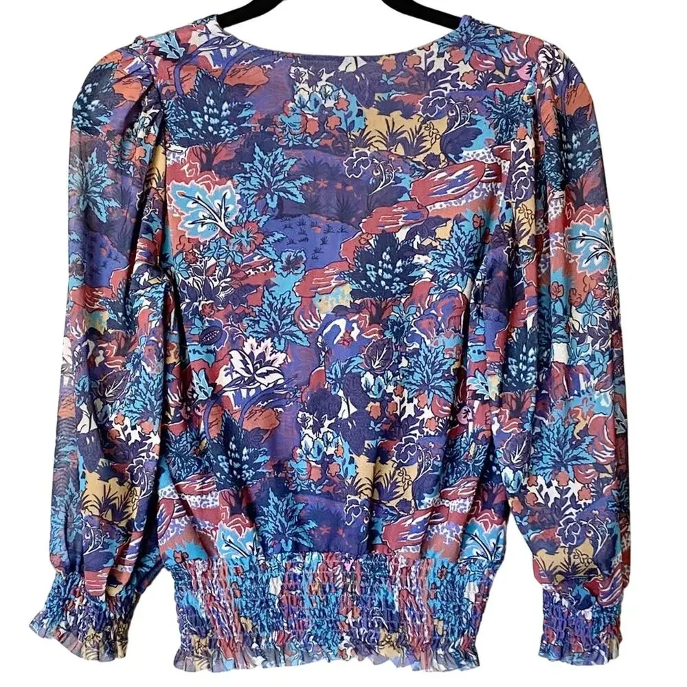 Anthropologie Ines Smocked Surplice Blouse Top, XS - Picture 5 of 8